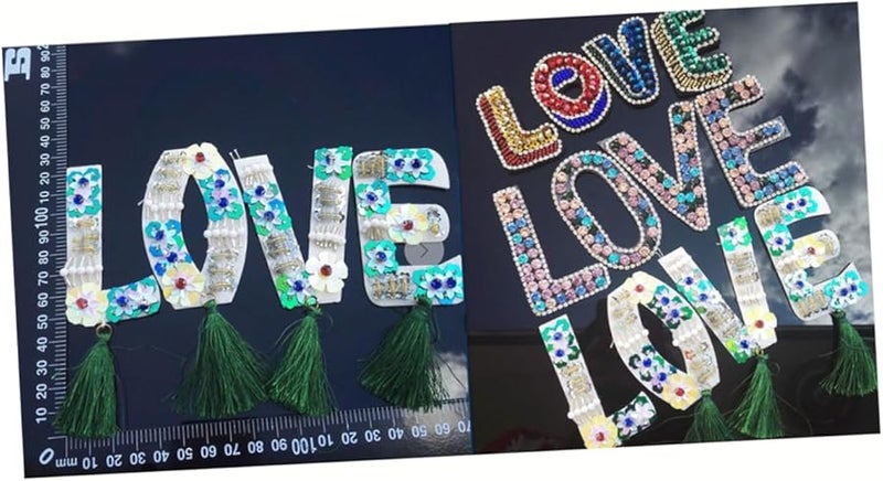 قلوب حب ترتر مطرزة لصقات حديدية للجينز التنانير زخرفة الحروف - Image 5